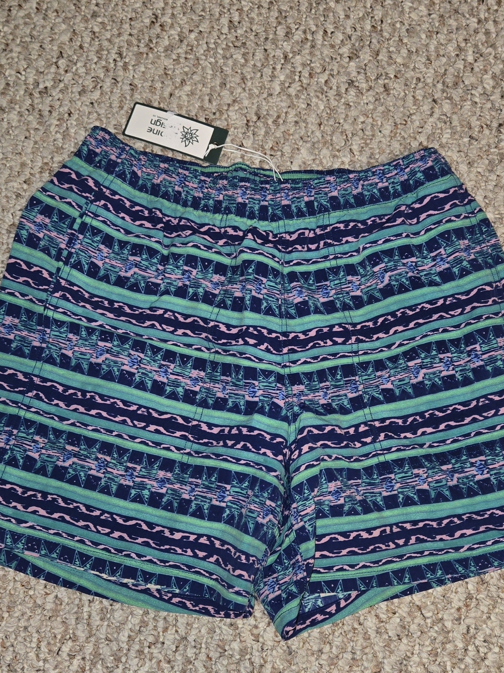 NWT Men’s Alpine Design Multicolor Nylon Swim Trunks Shorts Size Small